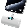 Mini Portable Charger USB C Power Bank, Upgraded 5000mAh PD Fast Charging Battery Pack Built-in USB-C Connector,LCD Display,Compatible with iPhone 15,15 Plus,15 Pro/ Max,iPad Pro/Air Android Phone etc
