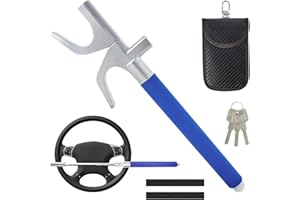 Youteer Steering Wheel Lock, Universal Adjustable Steering Wheel Lock Anti-Theft Device with Signal Blocking Pouch, Key and S