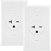 Maxxima 20A Tamper Resistant Single Receptacle Wall Outlet NEMA 6-20, 2 Pk | 250 VAC Commercial Grade, UL Listed, Wall Plates Included, For Appliances, Ideal for Construction and Renovations
