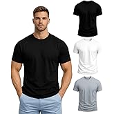 Veirdo Men’s 100% Cotton Half Sleeve Crew Neck T-Shirts, Multi-Color Everyday Basics Soft & Casual Tees (Pack of 3)