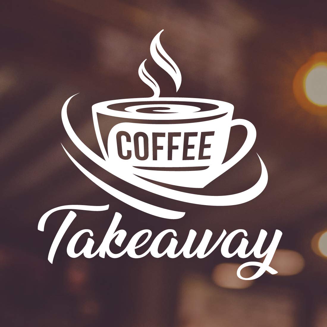 Coffee takeaway sign window vinyl sticker door art kitchen bar restaurant take away shop office cafe decor vintage plaque poster coffee wall signs stickers lettering menu fork knife graphic (Reversed)