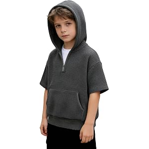 Boys Tank Tops Waffle Knit Sleeveless Hoodies Summer Casual Workout Gym Athletic Hooded T-Shirts Basic Undershirts 2-13Years
