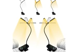 Paidiem 14 LED Rechargeable Book Light for Reading in Bed, 2PCS Reading Light with Clamp, 180° Adjustable Mini Clip on Light,