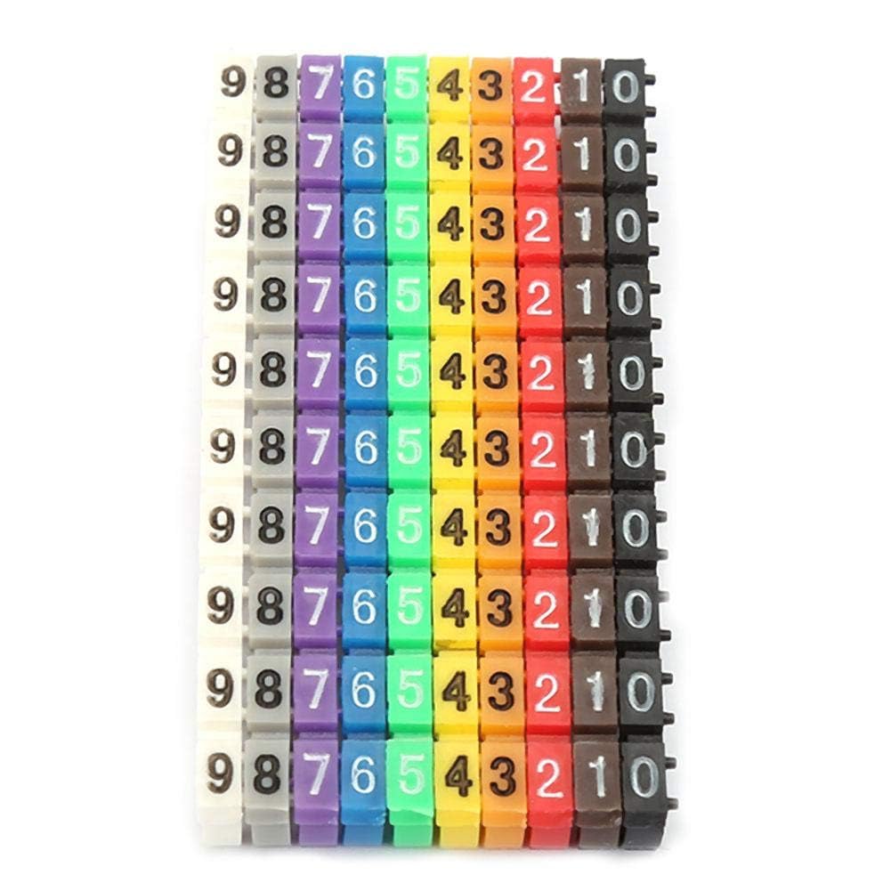 Wire Markers Wire Number Labels Colorful Wire Numbering Marker Tube with Clip-On Design for Marking the Color-Coded Cables
