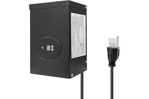 GKOLED ETL Listed 300W Low Voltage Transformer for Landscape Lighting with Timer and Photocell Sensor, 120V AC to 12V/14V AC Power Pack, Fully Encapsulated Toroid Core, CEC VI Certified
