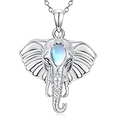 OUTANG Moonstone Elephant Necklace for Women 925 Sterling Silver Elephant Animal Pendant Ladies Jewelry Gifts