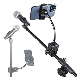 FPN Mic Stand Phone Holder, Flexible Phone Mount with 7.9" Removable Gooseneck for Microphone Music Stand, 360°Adjustable Phone Holder for iPhone 16 Pro Max, 15 Plus, All Smartphones
