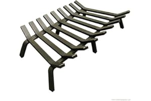CUSTOM FIRESCREEN 28-Inch Black Lifetime Fireplace Grate - Heavy Duty 1-Inch Steel Bars, Durable A36 Steel, USA Made for Firewood and Coal, Enhanced Drafting, Protects Fireplace Floor