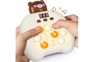 WDEBAY Pop Pro Toy Fidget Kids Fast Push Game Toys| Make It Light up Handheld Board Console| Toys for Ages 3 4 5-7 Year Old Girls and Boys Birthday Gifts| 3 4 5 6 7 Years Old Girl Gifts for Teen(Brown Bear)