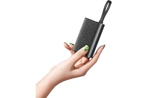 VEGER Compact Portable Charger with built in Cable(Removable), 10000mAh Cute Power Bank 20W Fast Charging, Sparkling Battery Pack Fashion Travel Accessory Compatible with iPhone 15/14, Android-Black