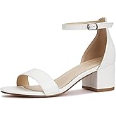 PARTY Women's Open Toe Ankle Strap Low Block Chunky Heels Sandals