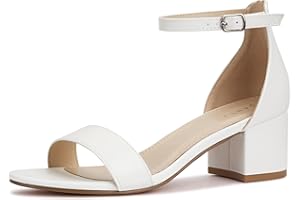 PARTY Women's Open Toe Ankle Strap Low Block Chunky Heels Sandals