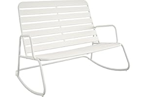 Novogratz Poolside Gossip Collection, Roberta Outdoor/Indoor Rocker Loveseat, White