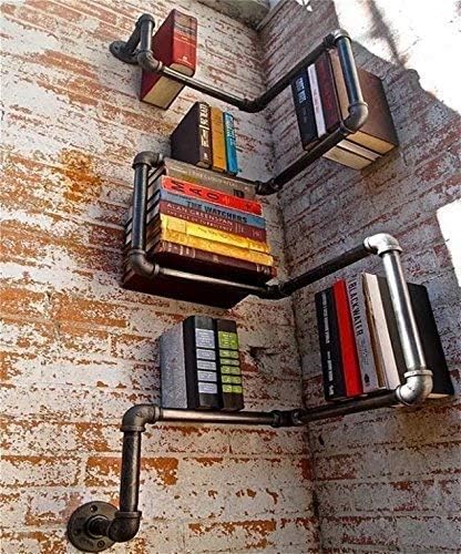 Wall Mount Iron Pipe Shelf, Storage Rack,Hung Bracket,Wall Corner Mounted Shelves Shelving Bookshelf，Vintage American Style Home Wrought Iron Loft Corner Shelves