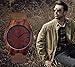 Zeiger Mens Wooden Bamboo Watch with Crazy Horse Leather Strap Quartz Analog Casual Vintage Watches Wood ( Wal Walnut)