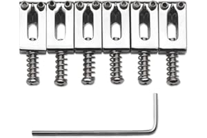 MAXCHEER 10.5mm Guitar Tremolo Bridge Saddles for Fender Stratocaster Strat Telecaster Tele Electric Guitar Replacement (Chrome)