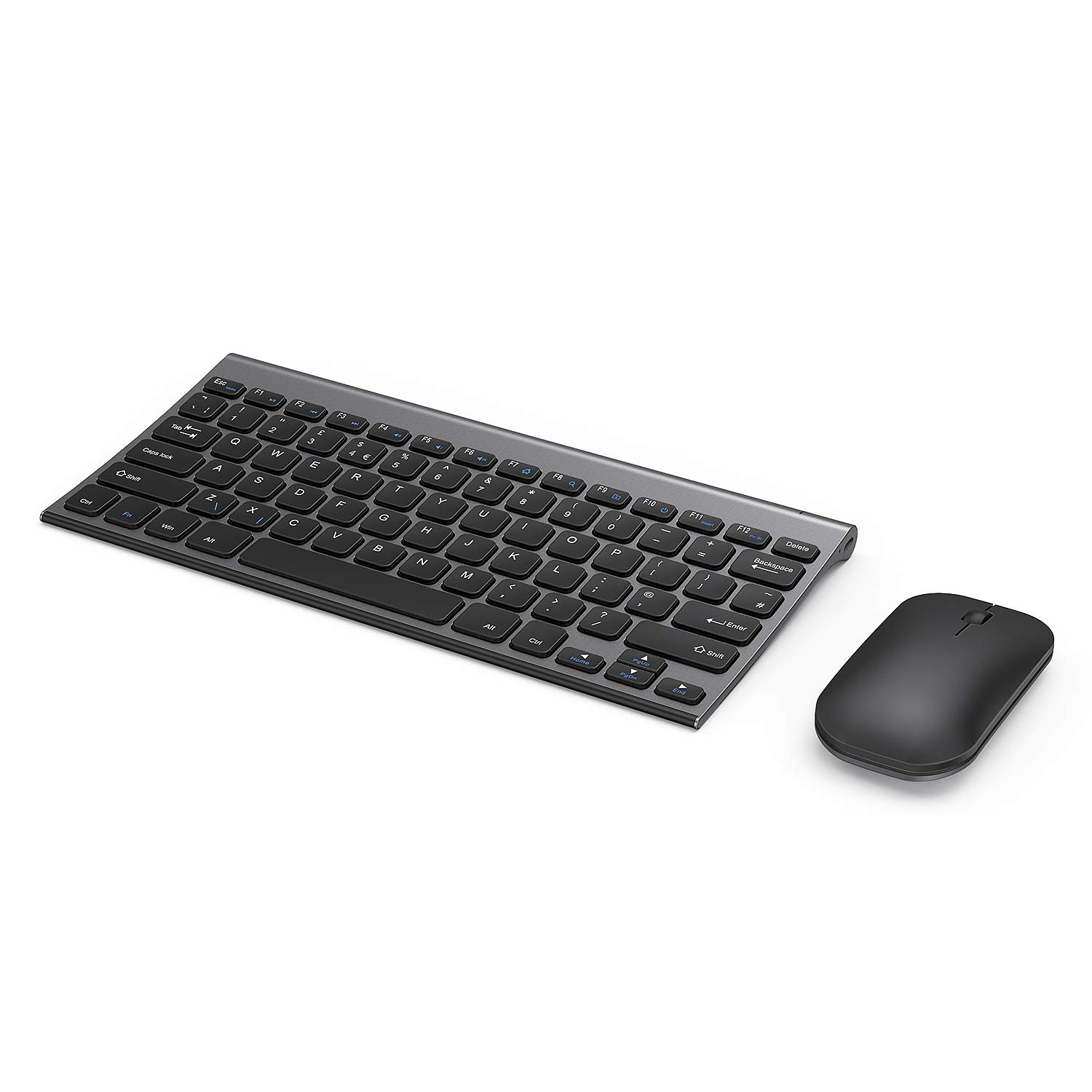 seenda WGJP-031 Small Wireless Keyboard and Mouse, Ultra Compact Rechargeable USB Keyboard and Mouse Combo with Portable Size Low Profile Keys for Windows XP/7/8/10/11 Laptop Computer, Black and Grey