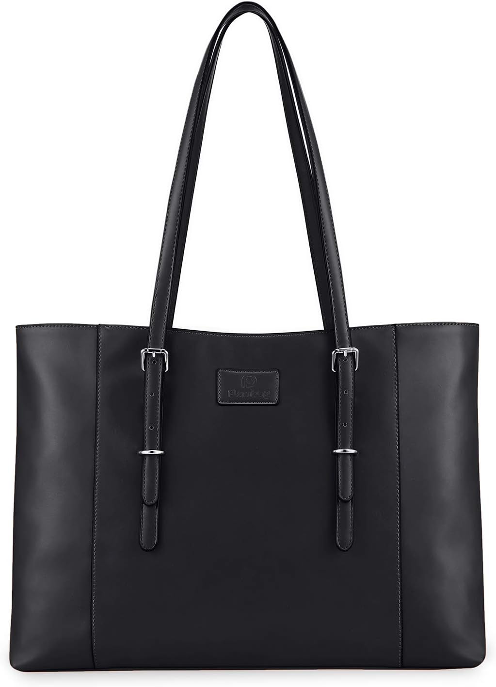 15.6" Laptop Tote Handbag for Women, Faux Leather Shoulder Bag with Adjustable Soft Straps