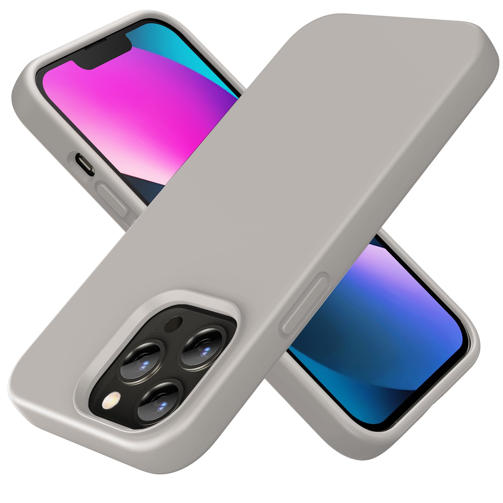TIIXXE Silicone Case Compatible with iPhone 13 PRO Case Soft Ultra Slim Protective Shockproof Liquid Silicone Phone Case,Anti-Scratch Microfiber Lining, 6.1" rock grey — image 1