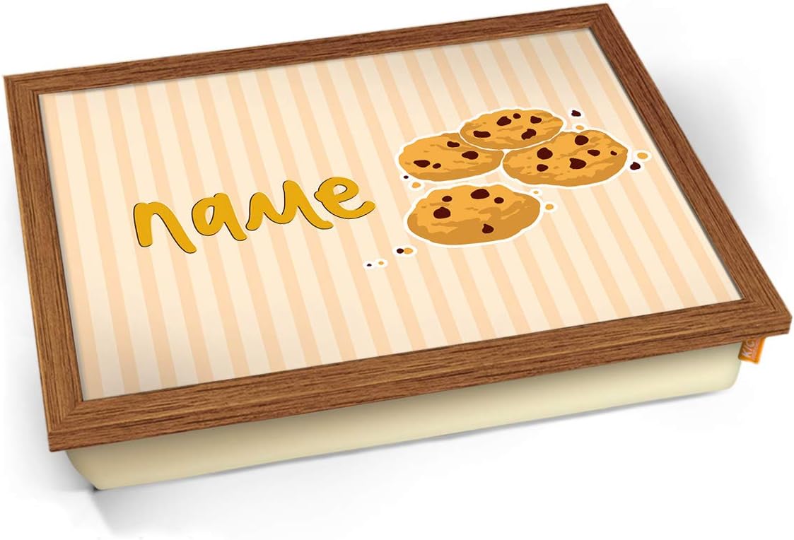 KICO Cookies Personalised Childrens Name Cushioned Bean Bag Breakfast Bed Lap Tray Desk - Wood Effect Frame