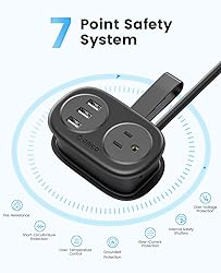 ORICO Travel Power Strip, 3.7FT Portable Power