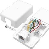 NECABLES Phone Jack Surface Mount Single Port Telephone Jack Box | 4 Screw Terminals to 1 RJ11 6P4C Female White