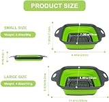 AUAUY Collapsible Colander Set 2Pcs Square Silicone with Handles Gray Green view 3