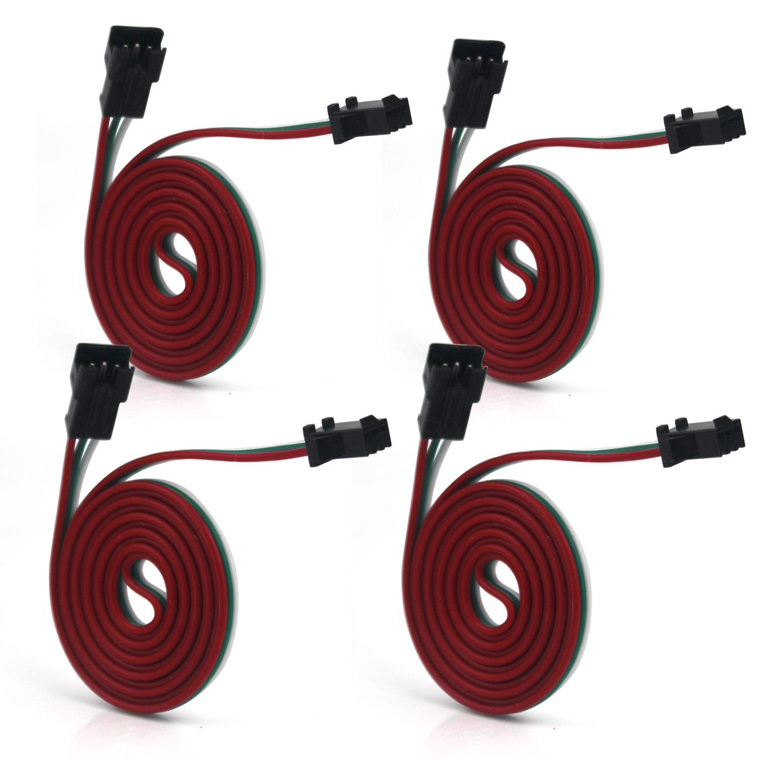 Taikuwu 4 Pcs 3 Pin JST SM Male Female Plug LED Connector Cable for WS2812B WS2811 SK6812 Symphony LED Lights with Connectors,SM3P Buckle Free Welding Plug Light Controller Wire (100CM)