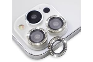BONVAN for iPhone 15 Pro / 15 Pro Max Camera Lens Protector Bling Glitter Diamond Metal Crystal Tempered Glass Screen Accessories Rhinestones Lens Cover for iPhone 15 Pro/Pro Max (Silver)