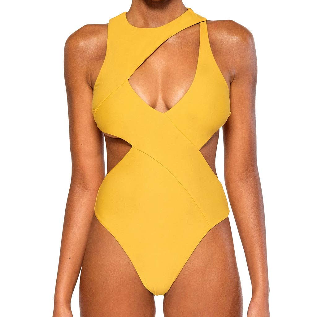 yellow tummy control swimsuit