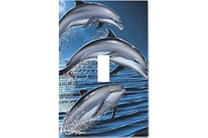 DJTRRF Blue Dolphin 1 Gang Light Switch Cover Single Toggle Decorative Wall Plate Electrical Switchplate Faceplate for Nursery Kids Room Bedroom Decora