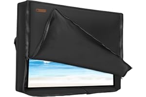 HOMEYA 3-Side Zippered Box-Shaped Outdoor TV Cover 60 to 65 Inch Waterproof, 600D Heavy Duty Oxford Weatherproof TV Enclosure Protector, Waterproof Double Zipper Front Flap for Outside Flat Screen 60-65in TV