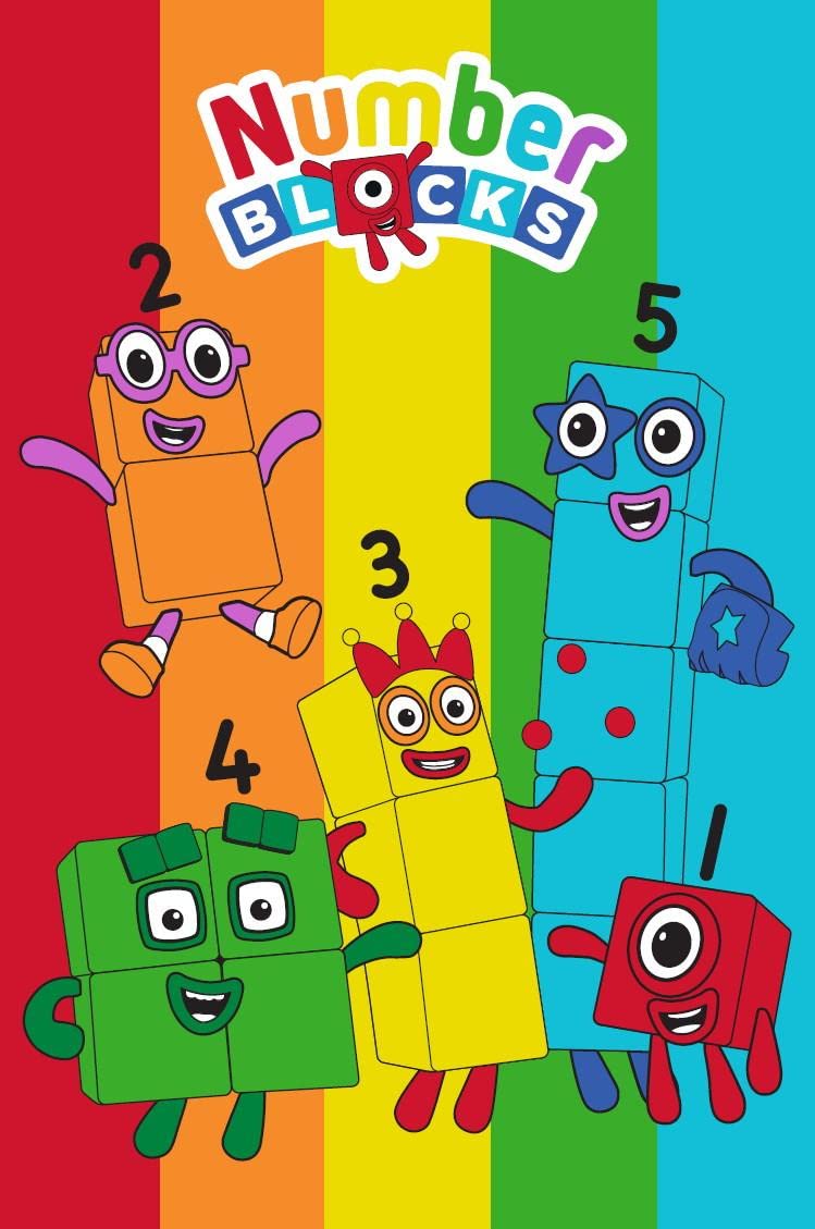 Numberblocks Fleece Blanket - Rainbow Numbers Design - Bed Throw Super Soft Blanket - 100 x 150cm