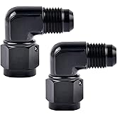 EVIL ENERGY 6AN Female to 6AN Male Flare 90 Degree Swivel Fitting Adapter Aluminum Black 2PCS