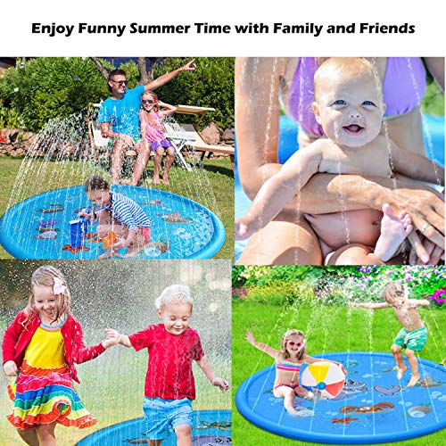 Sprinkler for Kids, Sprinkler Pad & Splash Play Mat 68" Toddler Outdoor Water Toys Fun for Babies Boys Girls Children Outdoor Party Sprinkler Toy Splash Pad Water Play Mat - Thumbnail 6