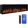 Westinghouse 74 Inch Electric Fireplace Heater, Compatible with Alexa & Google Home, Wall Mount or in-Wall Recessed Fireplace Insert, 24 Hour Timer, Color Changing Flames, 750W/1500W Indoor Heater
