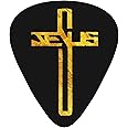 12 Pack Guitar Picks Plectrums Christian-Jesus-Cross-Flat,0.46 0.71 0.96mm Includes Thin Medium Heavy Thickness For Bass Electric Acoustic Guitars Ukulele