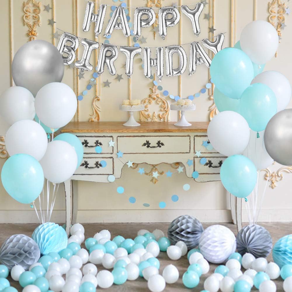Cake Topper For Birthday Baby Shower Party Decorations Blue White Balloon Garland Arch Weeding Party Decorations Set With Happy Birthday Banner Balloons Toys Games Urbytus Com
