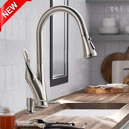 Kitchen Faucet With Soap Dispenser Brushed Nickel Lead Free