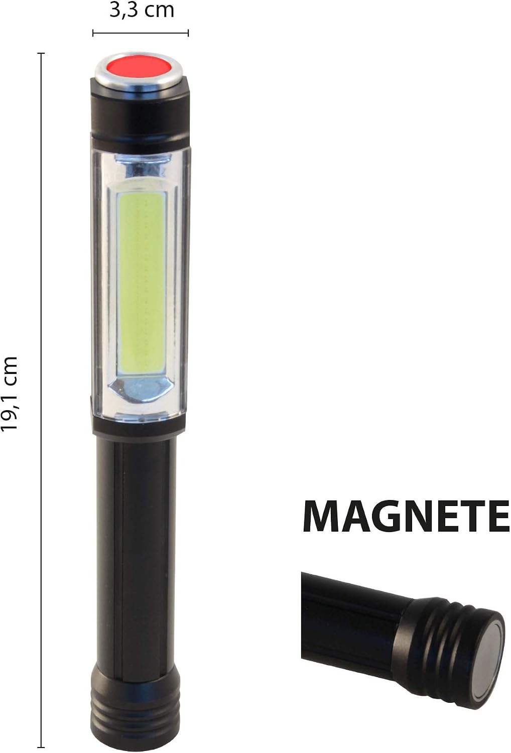 Big Daddy: 3W COB Aluminum Torch + red Flash. Hyper Powerful Magnet, Black - Image 5