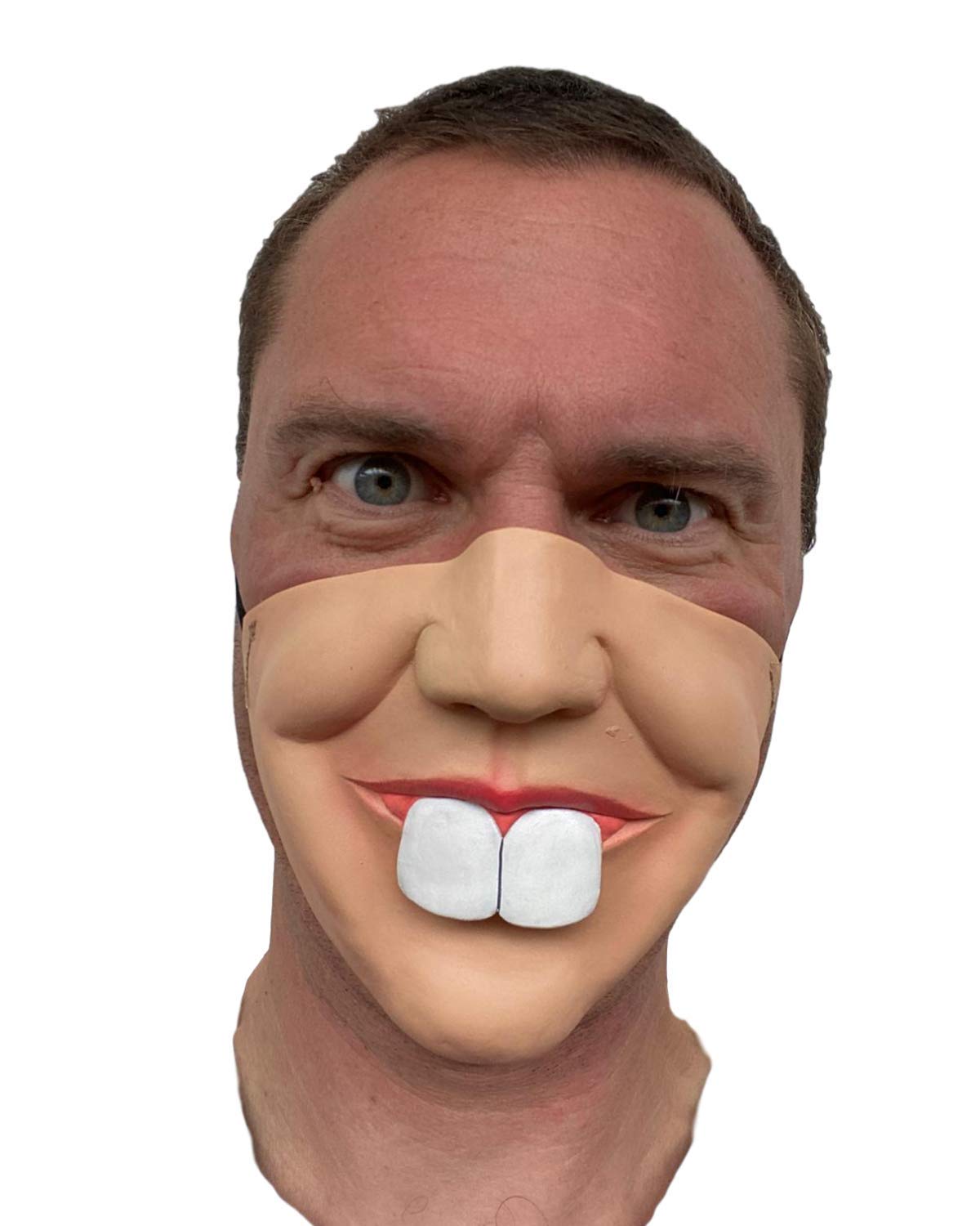 Rubber Johnnies Funny HALF Face Big Bucked Teeth Clown MASK Fancy Dress Stag Party COSTUME
