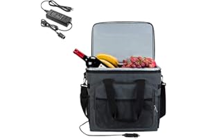 YAPASPT Car Cooler Bag 25L,12V DC Plug in Cooler for Vehicle - Collapsible Thermoelectric Cooler Keep Drink Cool/Fresh, Soft Cooler Bags with AC to DC Converter