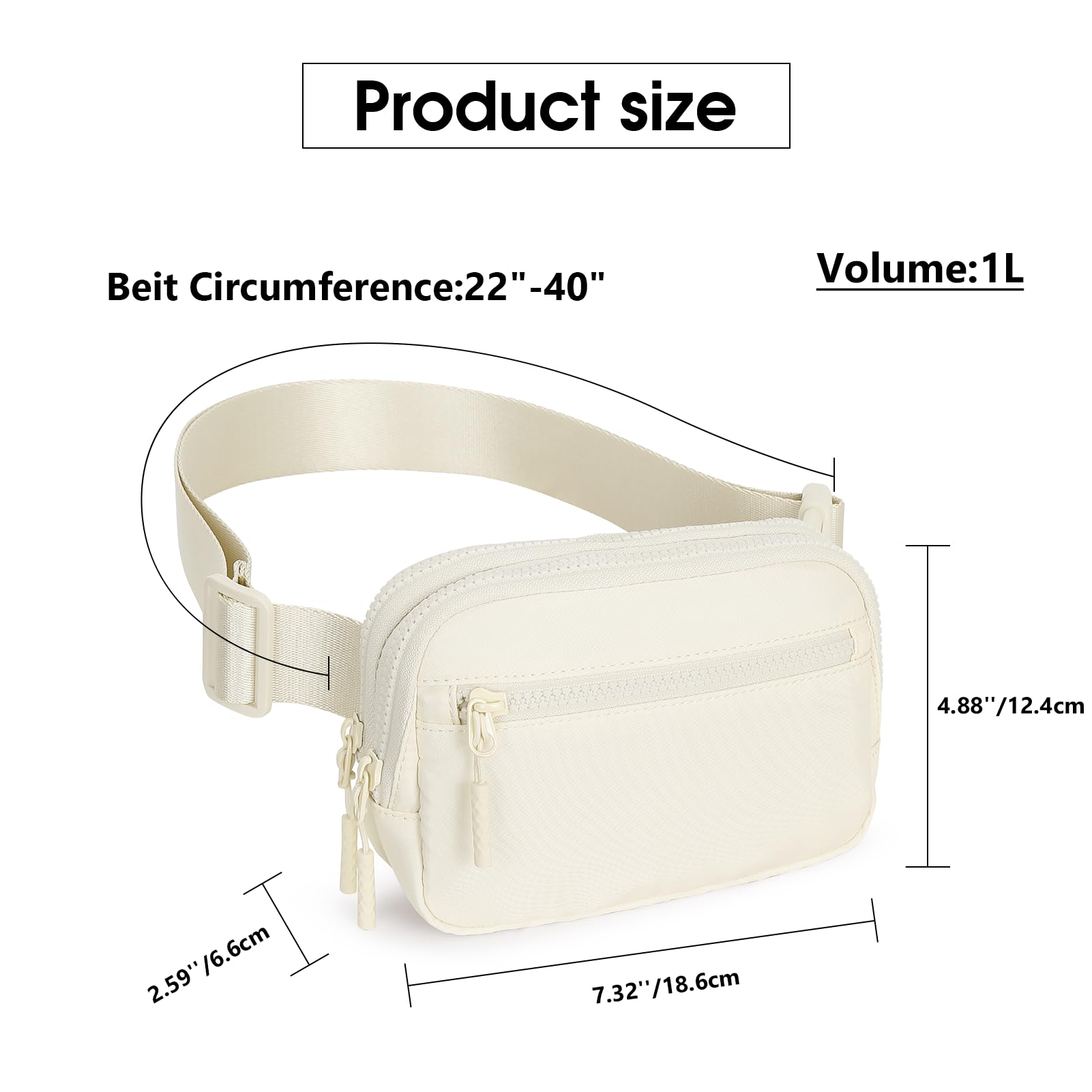 WESTBRONCO Fanny Packs for Women Men, Belt Bag with 4 Zipper Pockets, Fashion Waist Packs, Lightweight Crossbody Bags with Adjustable Strap for Workout/Running/Hiking (Beige)
