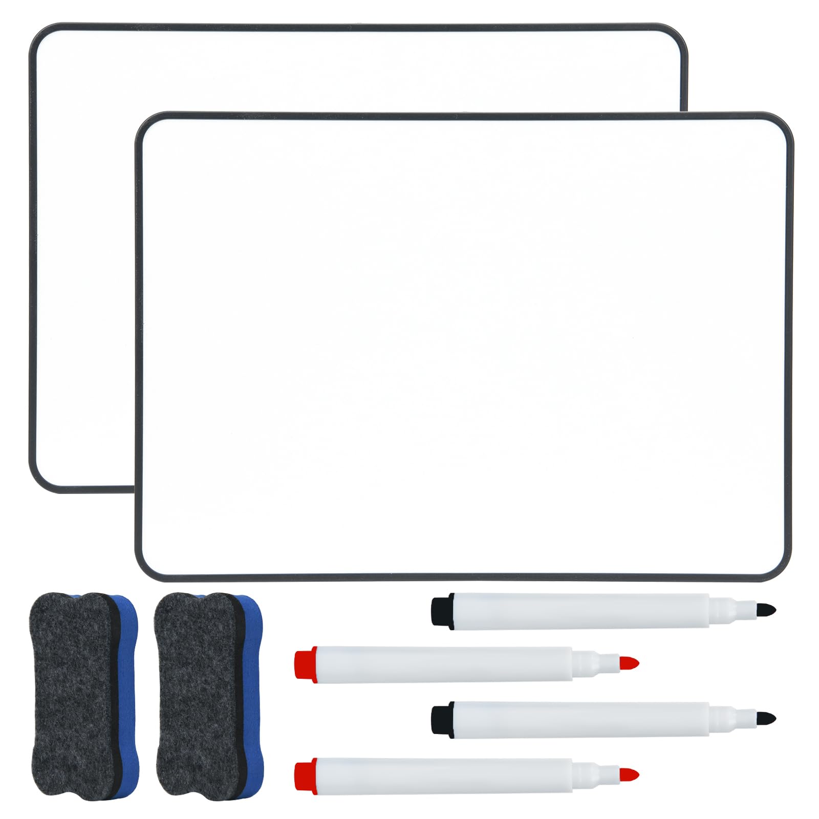 A4 Whiteboard, Hiziwimi 2Pcs 30X21cm Dry Erase Small Whiteboards, A4 White Board Double-Sided with Black Frame, with 2×Marker and 2×Board Eraser, Portable Mini Whiteboard for Drawing and Writing