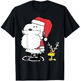 Peanuts Holiday Snoopy Woodstock Antlers Santa Short Sleeve T-Shirt