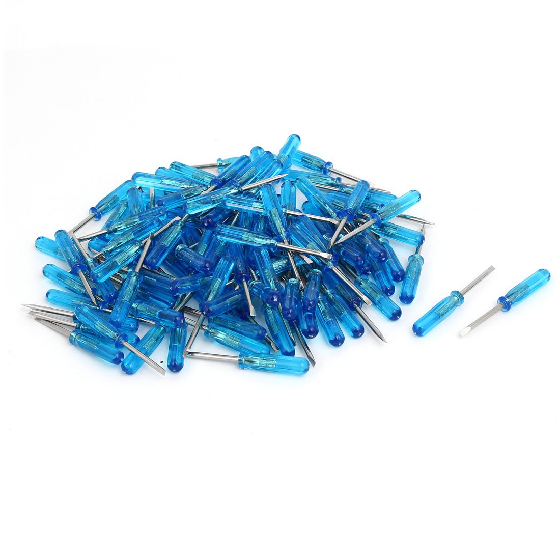 Sourcingmap 2mm Tip Plastic Anti-Slip Handle Slotted Flathead Screwdriver Repair Tool 100pcs