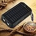 Solar Power Bank 20000mAh Solar Charger Waterproof Portable External Battery USB Charger Built in LED Light with Compass for iPad iPhone Android Cellphones (Black1)