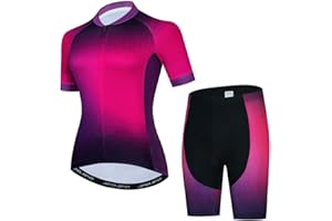YOUALSO Womens Cycling Jersey Set, Summer Short Sleeve Ladies Mountain Bike Shirt and Shorts Kit MTB Suit Bicycle Clothes