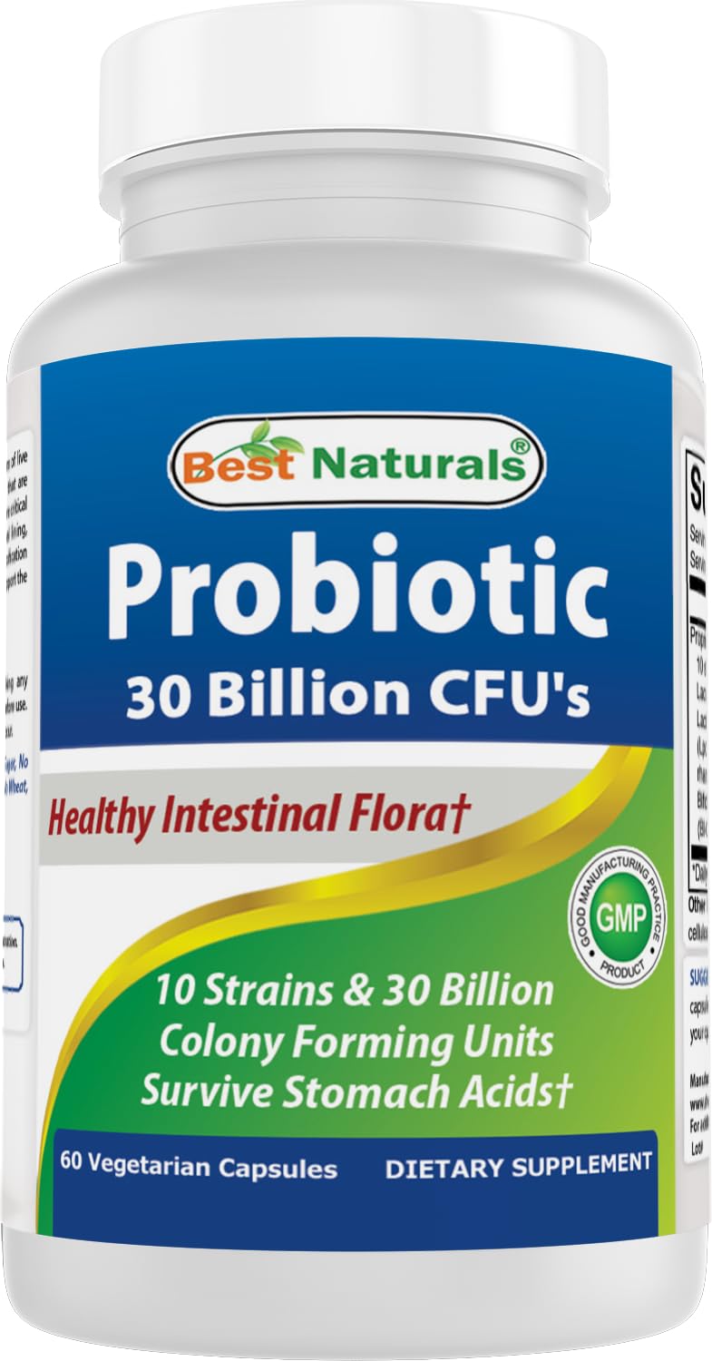 Best Naturals Probiotic 10 Strains 30 Billion Shelf Stable 60 Vcaps … (60 Count (Pack of 1))