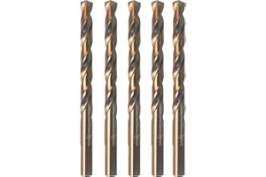 ZNXIMER Cobalt Drill Bit 3/8" Twist Drill Bits, M35 High Speed Steel Jobber Length Drill Bit, 135 Degree Tip for Hard Metal, Stainless Steel, Cast Iron with Index Storage Case, Pack of 5 pcs